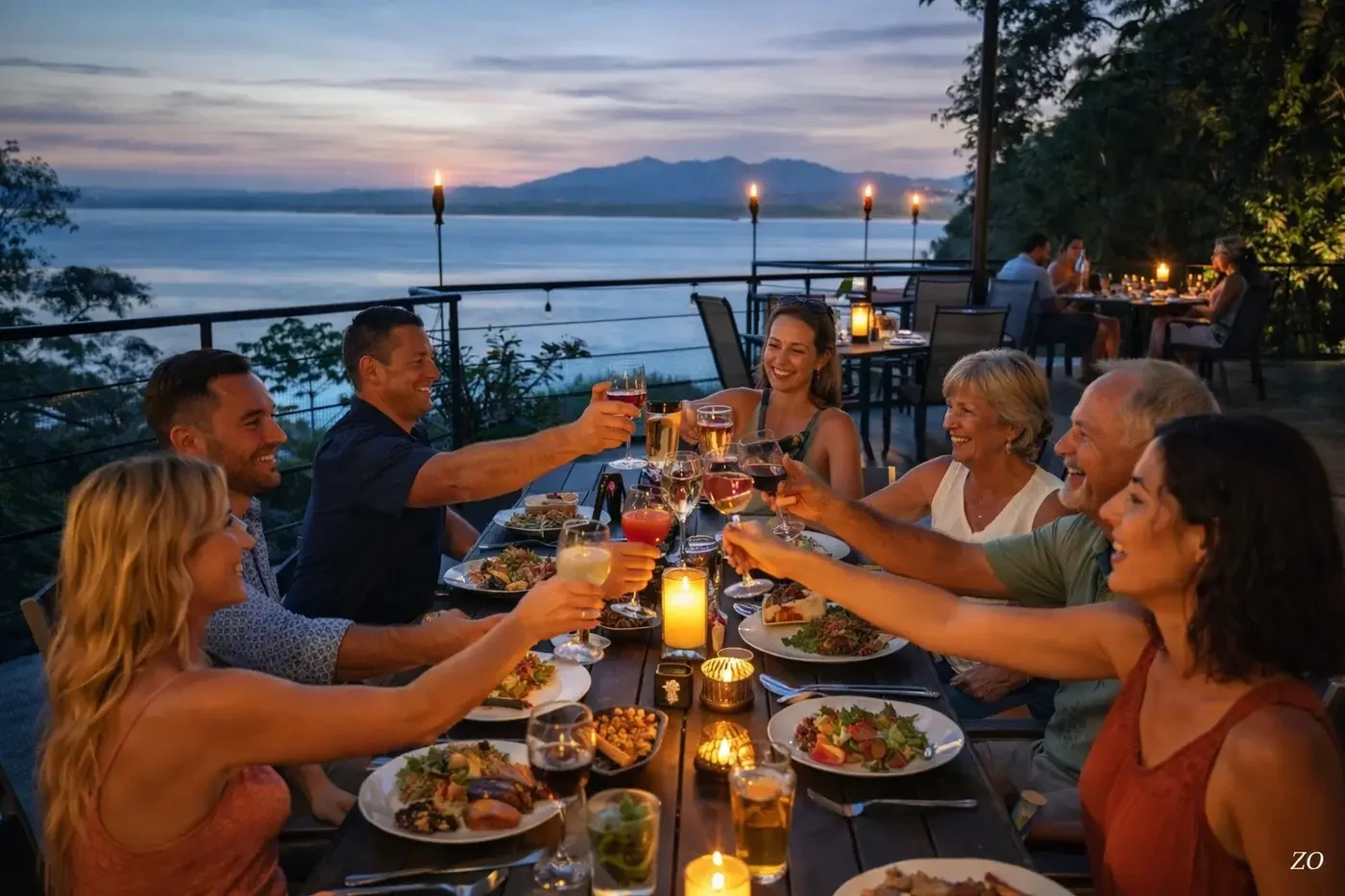 Dining above the Pacific